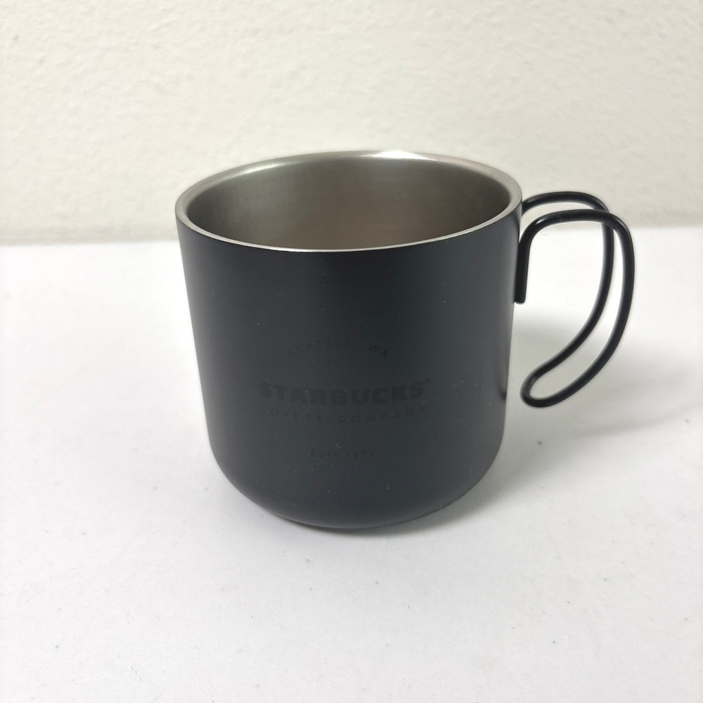 Starbucks Coffee Mug 12oz‎ Black Stainless Steel Matte Camping Cup 2016